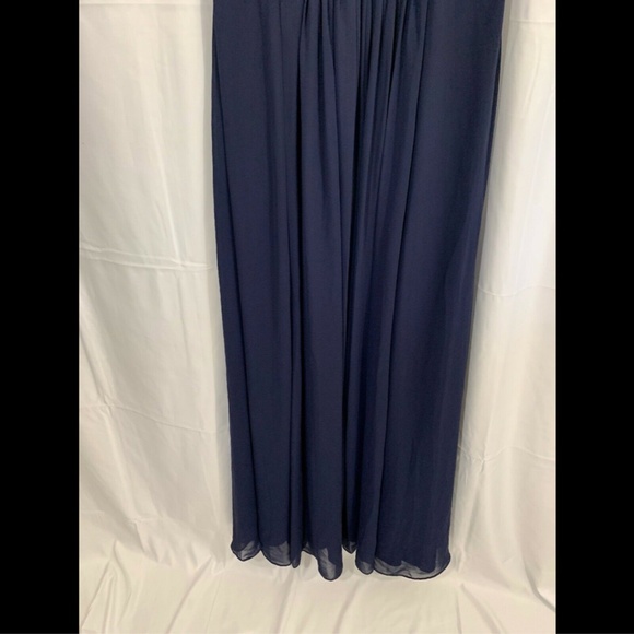 NWT $248 Eliza J Halter Pleated Cross Neck Gown‎ in Navy Blue [SZ 6 ] - Picture 5 of 8